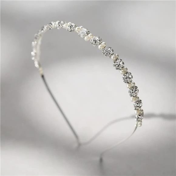 SWEETV Flower Girl Headpiece Silver Girls Headband for Wedding Crystal Floral - Picture 4 of 7